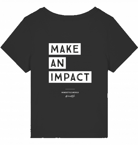 Female Shirt V-Neck schwarz "MAKE AN IMPACT"